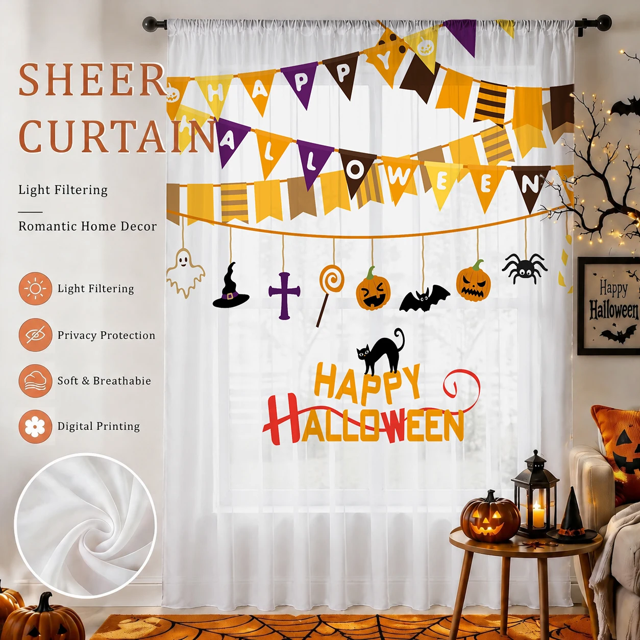 Home Office Youtube - ستارة شفافة لمهرجان الهالوين، ستارة عالية