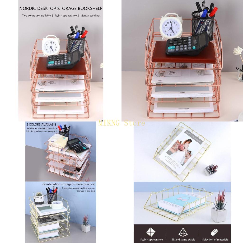 Letter Tray Desk - منظم مكتبي لدرج الورق المعدني الإبداعي