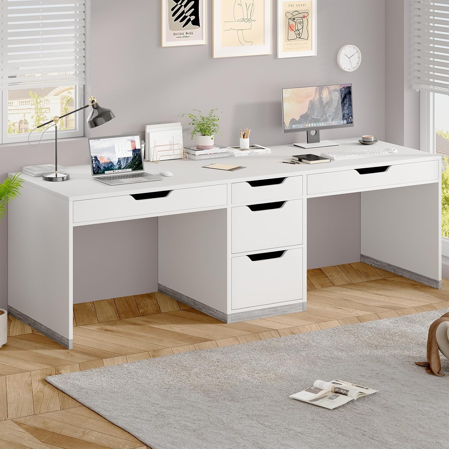 Home Office With Two Desks - مكتب لشخصين بطول 78 بوصة مع