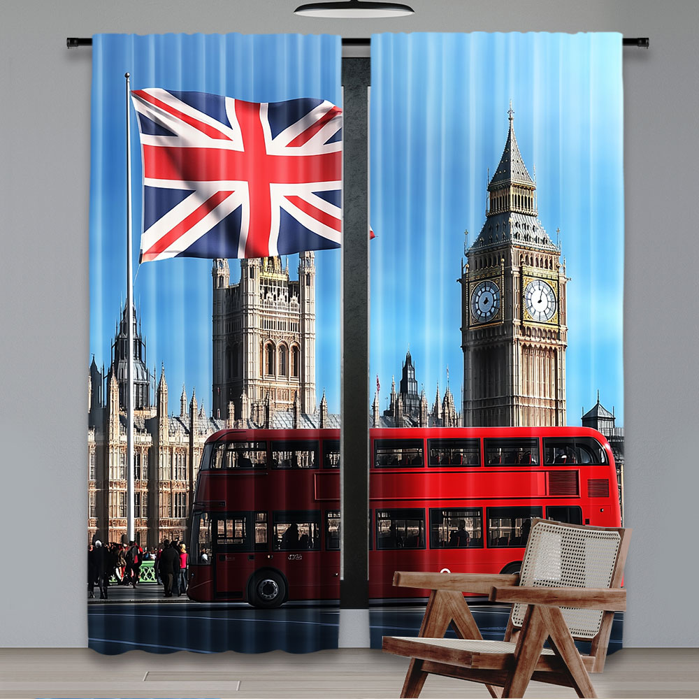 2 قطعة ستارة خلفية شارع بيج بن - مراجعة Home Office London وسعره