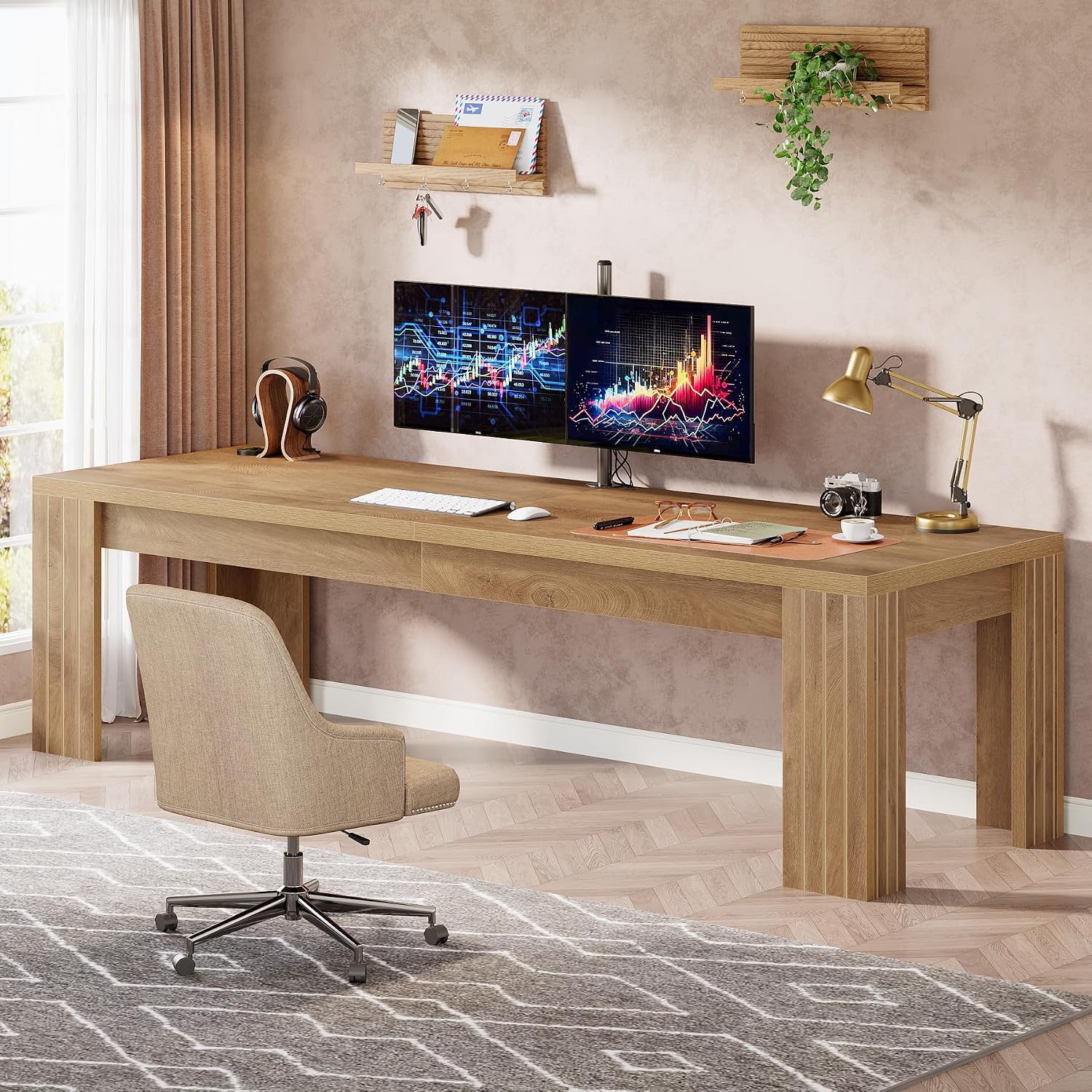 طاولة كمبيوتر طويلة جدًا بطول  - مراجعة Home Office With Two Desks وسعره