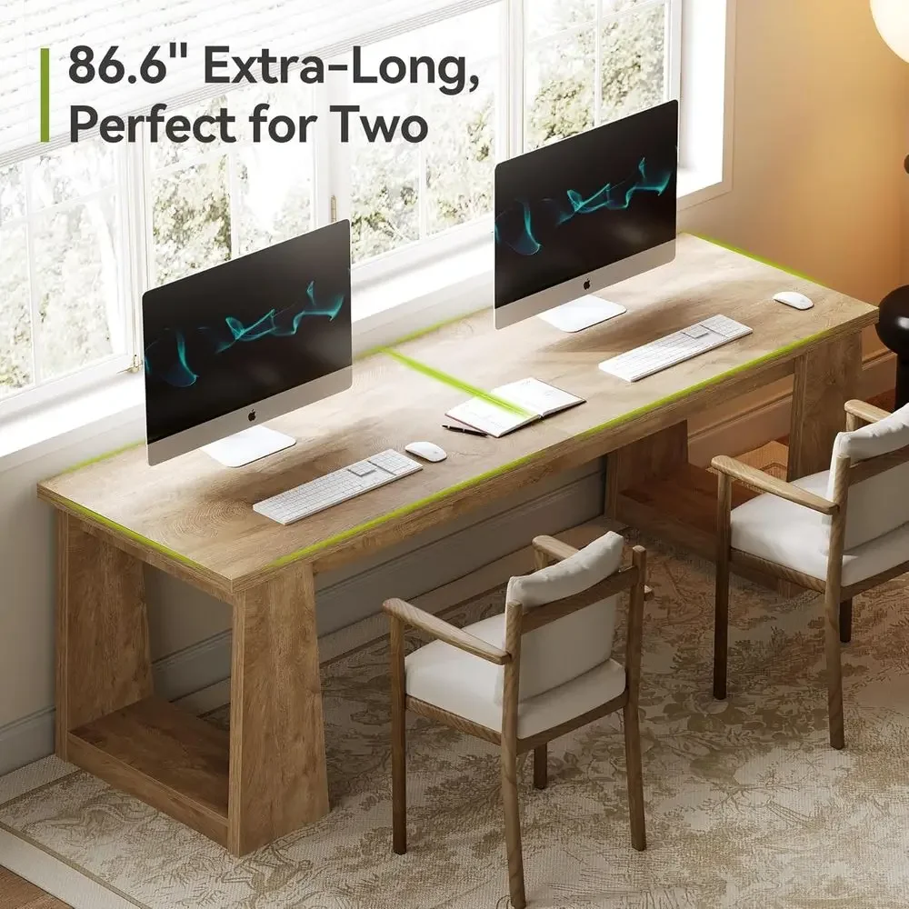 مكتب منزلي بلون بني ريفي لشخصي - مراجعة Home Office With Two Desks وسعره